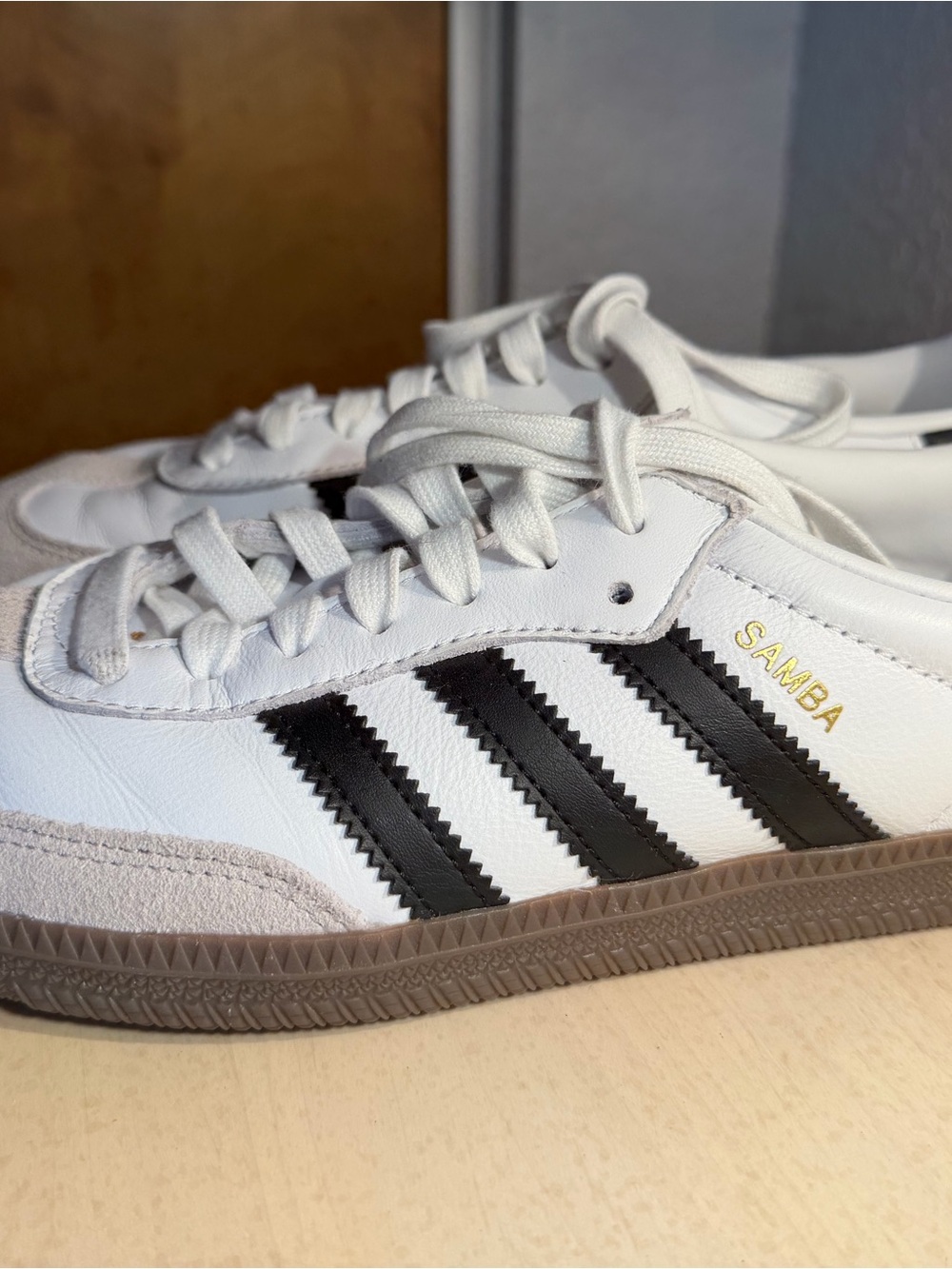 adidas White Leather Sneakers with Black Accents